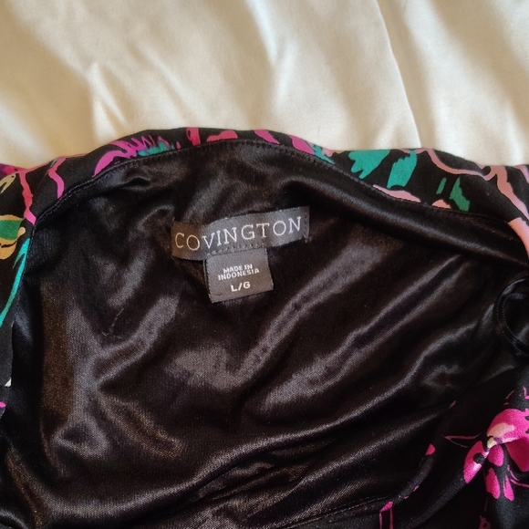 Covington Black and Pink Floral Midi Dress - Picture 3 of 3